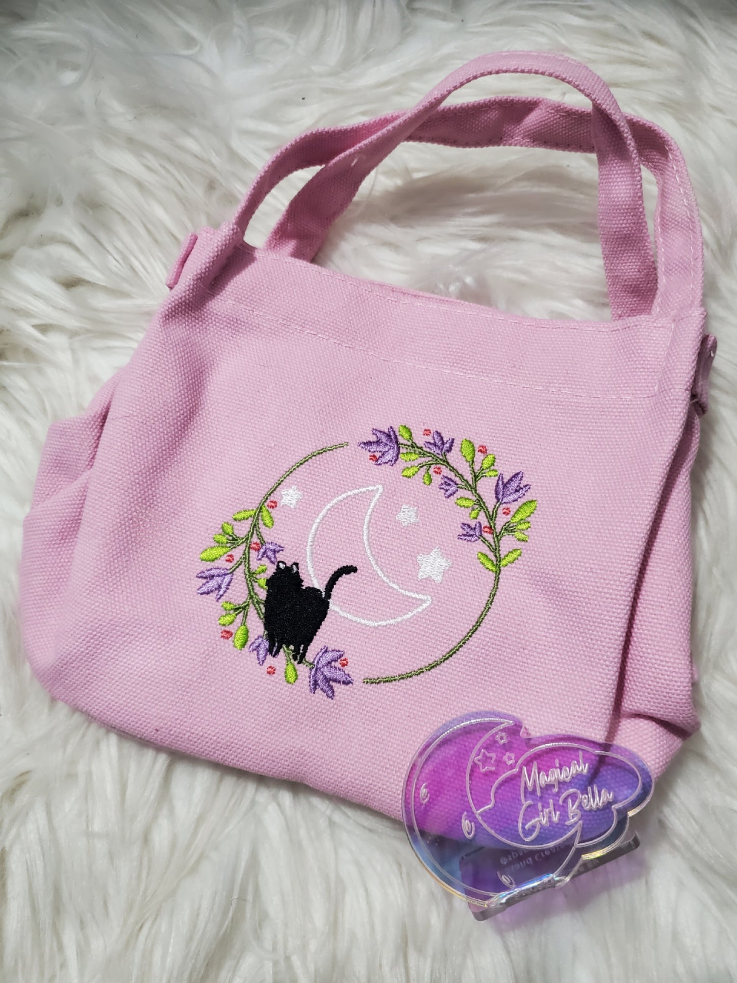 Convertible Mini Tote Bag - Floral Moon Kitty