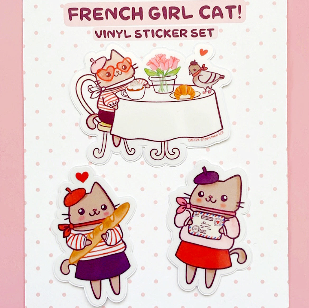 French Girl Cat Vinyl Sticker Set