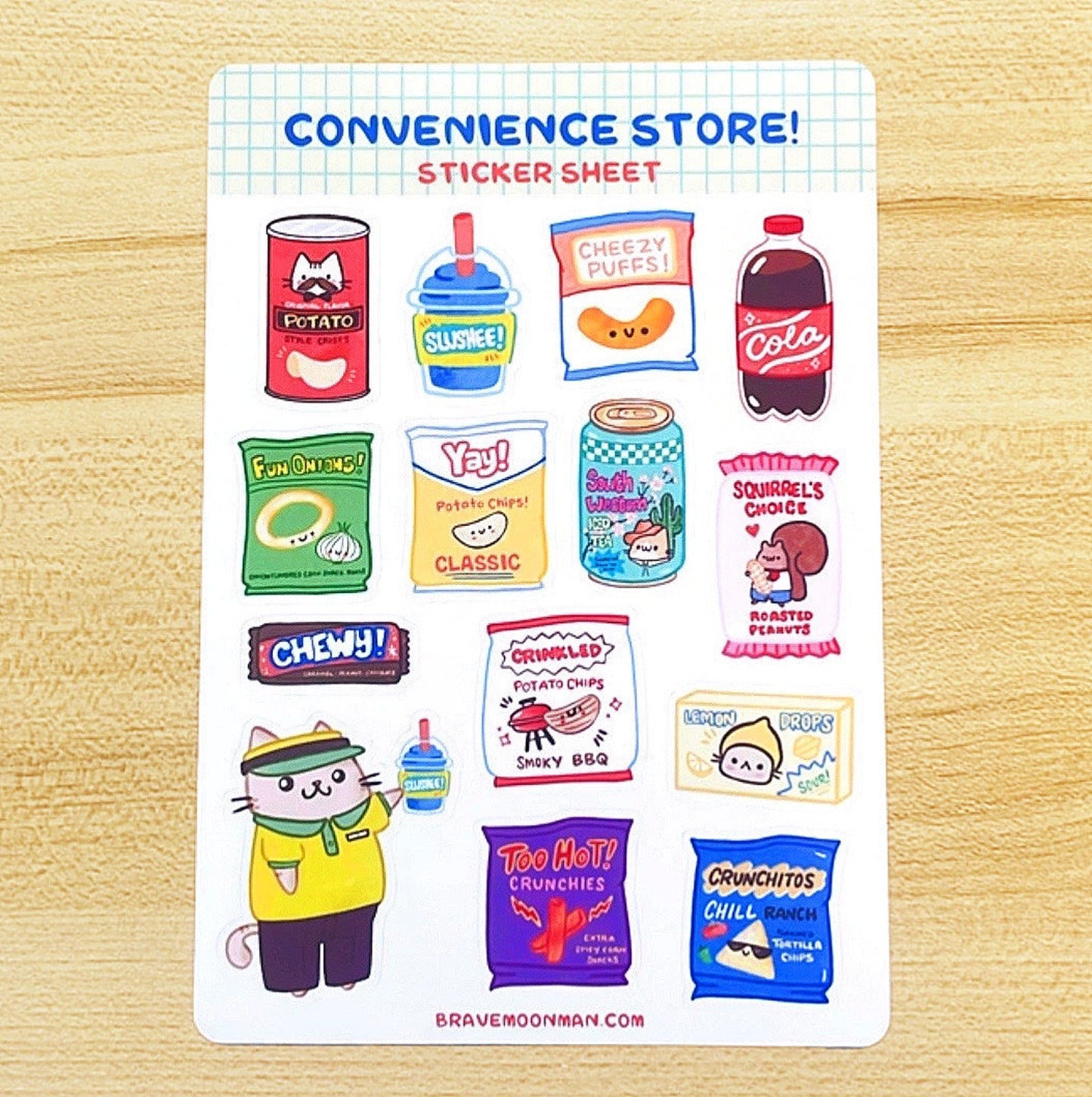 Convenience Store Cat Sticker Sheet