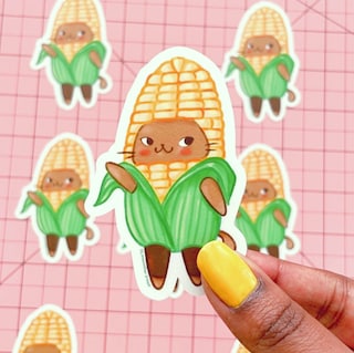 Corn Cat Vinyl Sticker