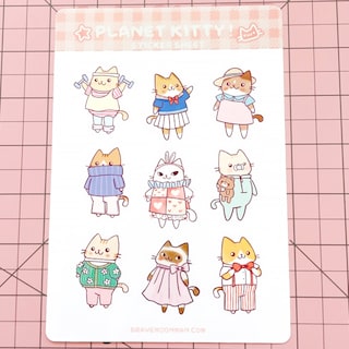 Planet Kitty Sticker Sheet - Pink (#3)