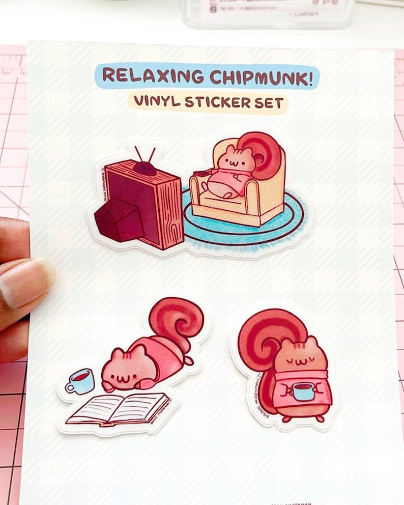 Relaxing Chipmunk Vinyl Sticker Set