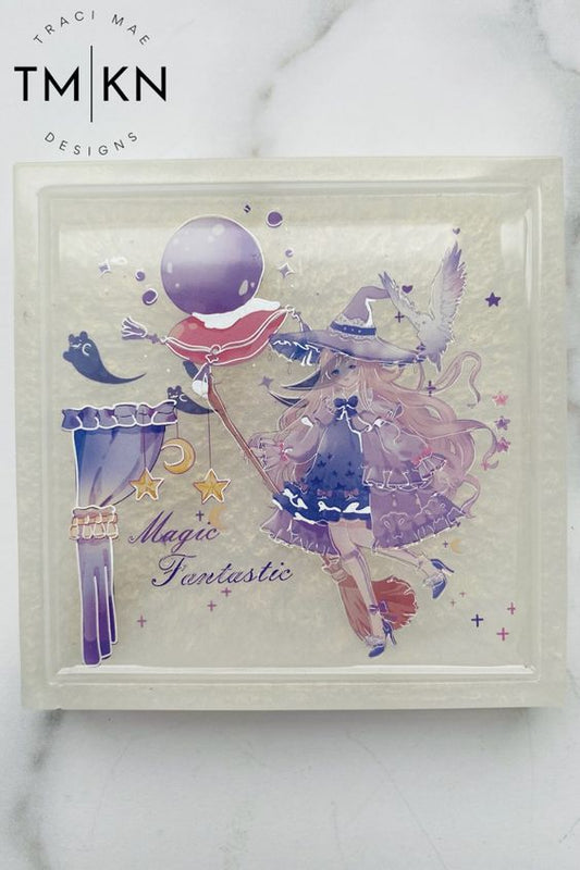Purple Magical Themed Coaster (White Square)