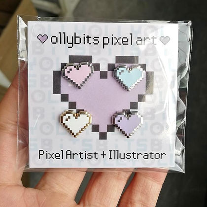 Pastel Pixel Heart Mini Filler Enamel Pins
