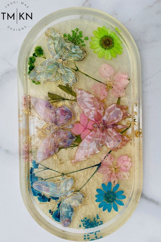 Pink, Blue, & Green Holographic Butterfly Tray