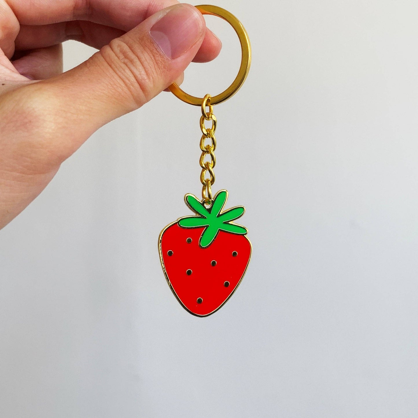 Strawberry Enamel Keychain