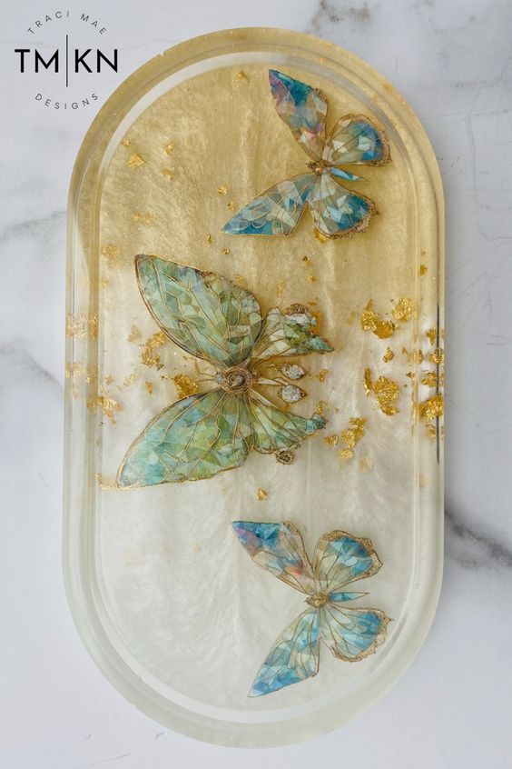 Blue & Green Holograhic Butterfly Tray