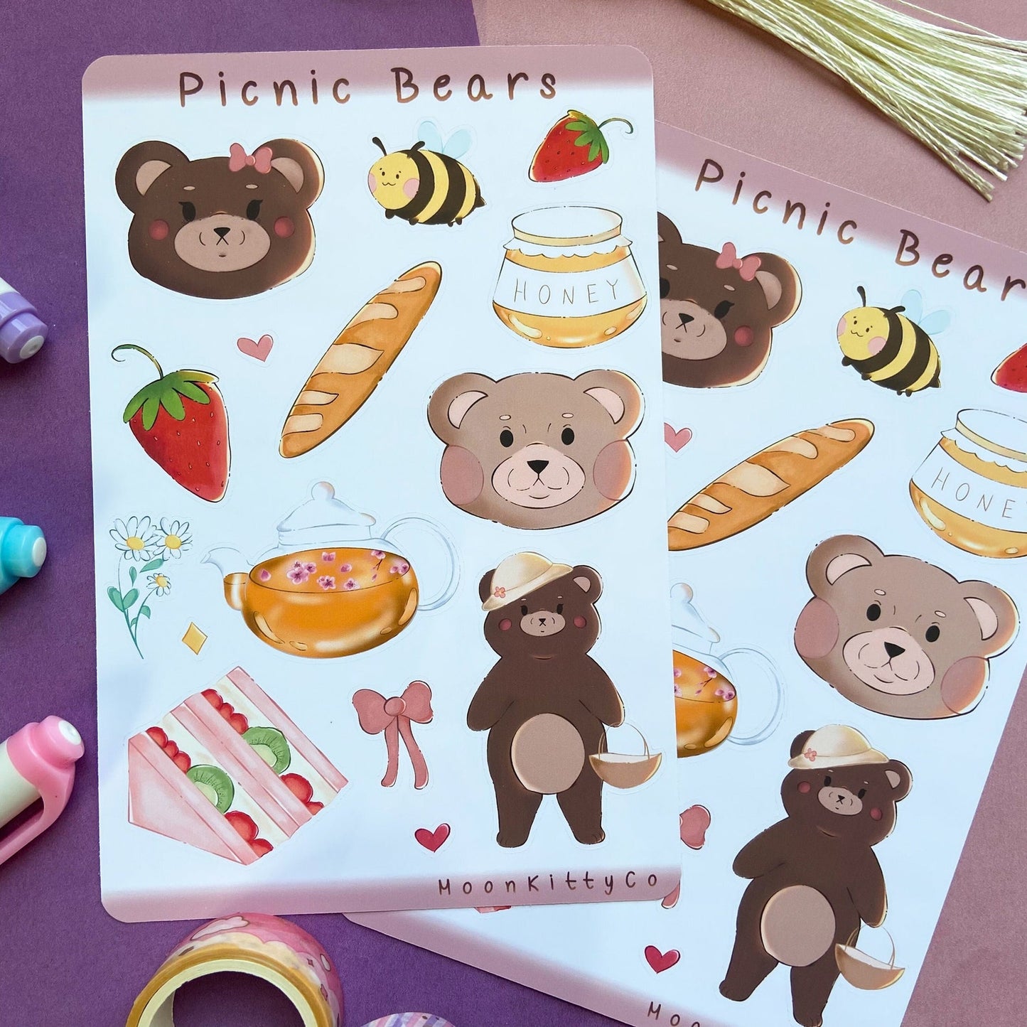 Bears on a Picnic Sticker Sheet