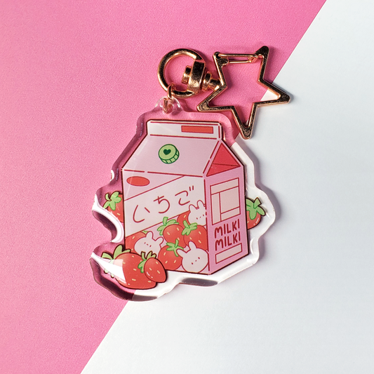 Strawberry Milk Keychain