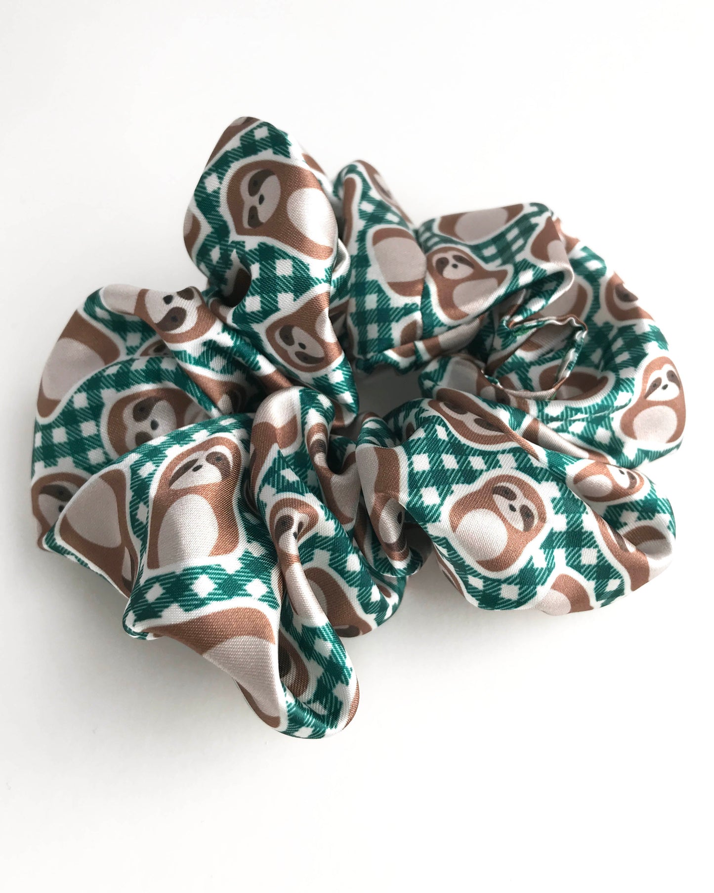 Sloth Gingham Scrunchie